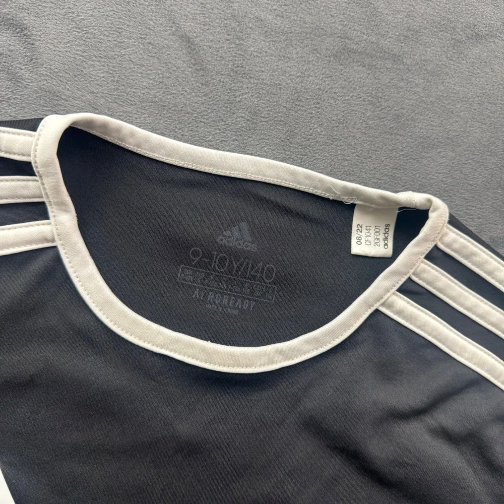Adidas Boys Aeroready Soccer Jersey Black White CF1041 Size 9-10Y 140